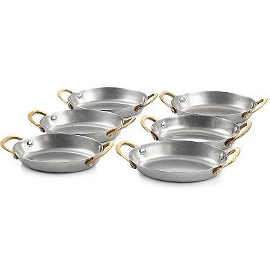 6 Piece Mini Vintage Oval Au Gratin Pan Set with Brass Handle