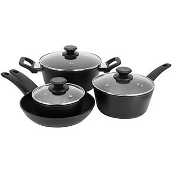 Connelly 7 pc Textured Nonstick Aluminum Cookware Set in Black