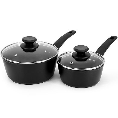 Connelly 7 Piece Textured Nonstick Aluminum Cookware Set in Black
