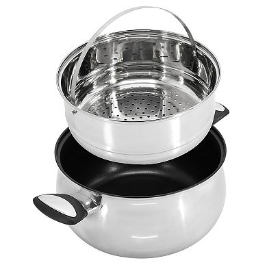 Baldwyn 10 Piece Stainless Steel Belly-Shaped Nonstick Cookware and Utensil Set