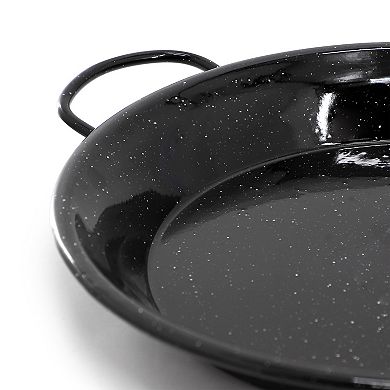 Castillo 11 Inch Enameled Steel Paella Pan in Speckled Black