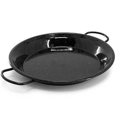 Castillo 11 Inch Enameled Steel Paella Pan in Speckled Black