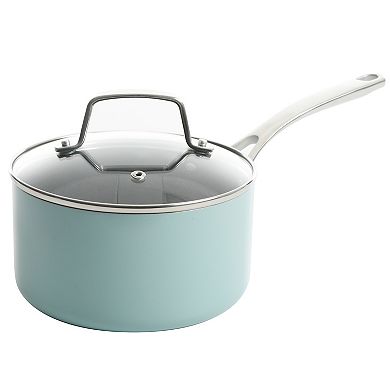 10 Piece Aluminum Nonstick Enamel Cookware Set in Mint with Lids