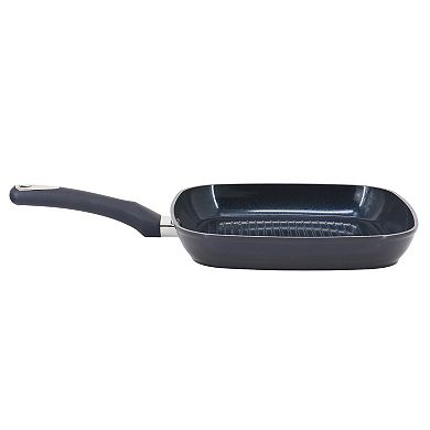 Hawke 11 Inch Square Ceramic Nonstick Aluminum Grill Pan in Dark Blue