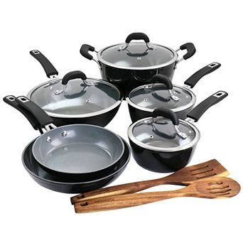 12 pc Ceramic Coated Aluminum Cookware Set in Black