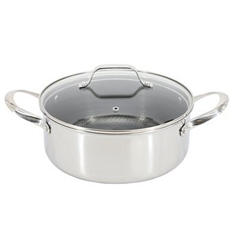 Modessa 4.5-qt Nonstick Triply Stainless Steel Dutch Oven with Honeycomb Design in Silver