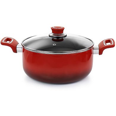 7 Piece Non Stick Aluminum Cookware Set in Red
