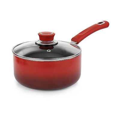 7 Piece Non Stick Aluminum Cookware Set in Red