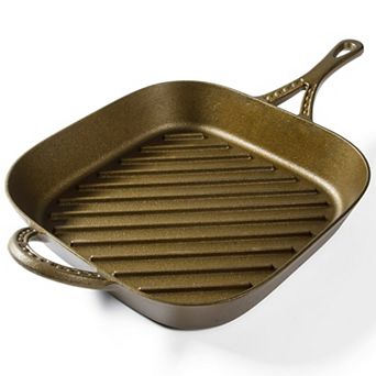 11 Inch Cast Iron Pre-Seasoned Square Grill Pan in Bronze