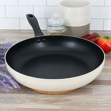 Clairborne 12 Inch Round Nonstick Aluminum Frying Pan in Linen