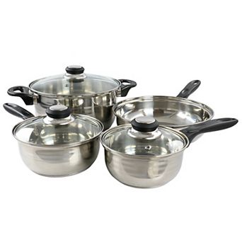 7 pc Two Tone Polished Stainless Steel Cookware Set