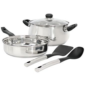 Rametto 5 pc Belly Shaped Stainless Steel Cookware Set in Silver