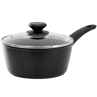 Connelly 2.5-qt Textured Nonstick Aluminum Saucepan with Lid in Black