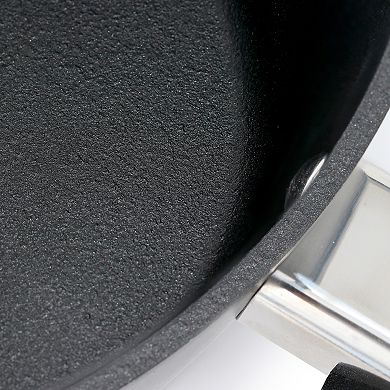 Connelly 2.5 Quart Textured Nonstick Aluminum Saucepan with Lid in Black