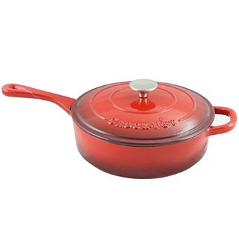 3.5-qt Enameled Cast Iron Deep Sauté Pan With Self Basting Lid in Scarlet Red