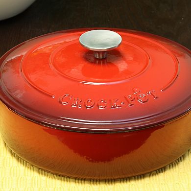 3.5 Quart Enameled Cast Iron Deep Sauté Pan With Self Basting Lid in Scarlet Red