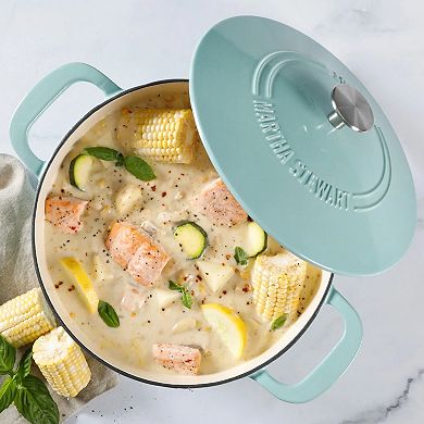 3.5 Quart Enameled Cast Iron Braiser in Blue with Self Basting Lid