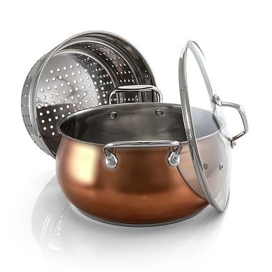 Carabello 9 Piece Stainless Steel Cookware Combo Set in Copper
