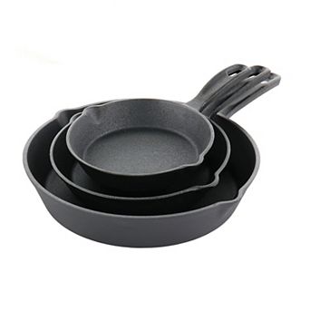 Castaway 3 pc Cast Iron Pre-Seasoned Frying Pans