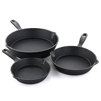 Castaway 3 Piece Cast Iron Pre-Seasoned Frying Pans