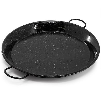 Castillo 15 Inch Enameled Steel Paella Pan in Speckled Black