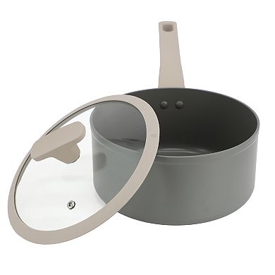Ambrose 3 Quart Nonstick Aluminum Saucepan with Lid in Matte Grey