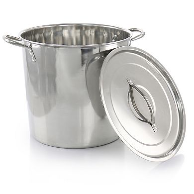 12-Quart Stock Pot, Even Heat, Stainless Steel, Tempered Glass Lid main image 1