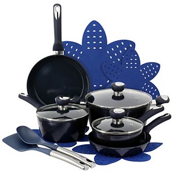 Hawke 14 pc Ceramic Nonstick Cookware Set in Dark Blue