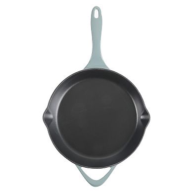 11 Inch Round Enameled Cast Iron Skillet in Ombre Green