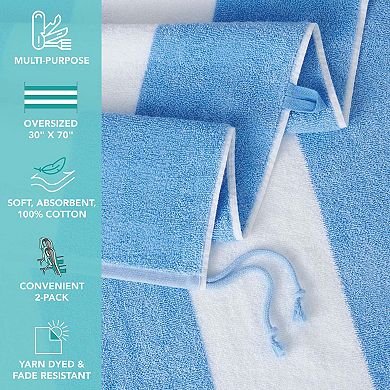 Arkwright Tie & Dry Beach Towel (2 Pack), 30x70 In, Striped