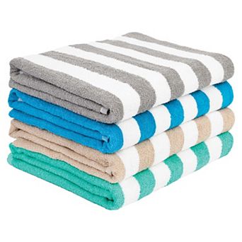 Arkwright California Cabana Striped Cotton Beach Towels (4 Pack), 30x70