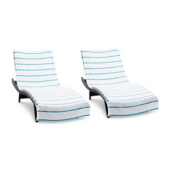 Arkwright Las Rayas Chaise Cover Towels (2 Pack), 30x85, Striped, Ring Spun Cotton