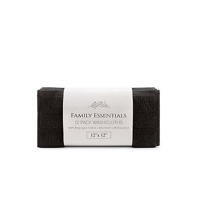 Arkwright Family Essentials Cotton Washcloths (Pack of 12), 12x12