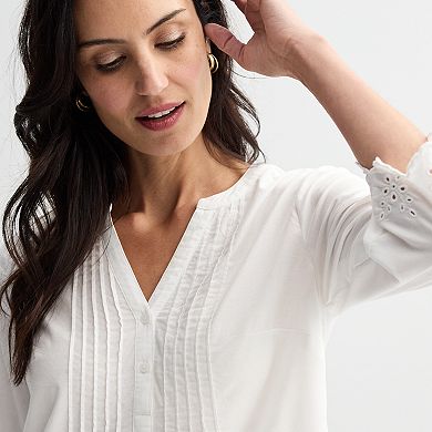 Women's Croft & Barrow® Eyelet Pleat Top