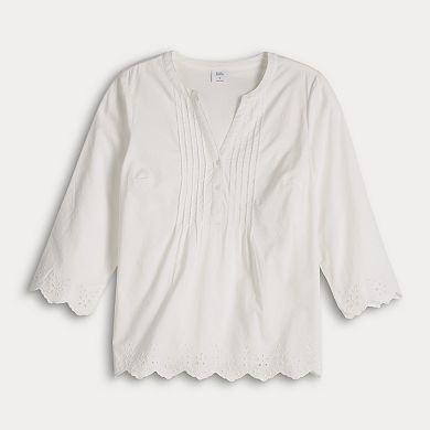 Women's Croft & Barrow® Eyelet Pleat Top