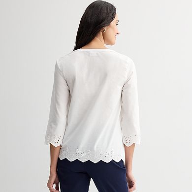 Women's Croft & Barrow® Eyelet Pleat Top