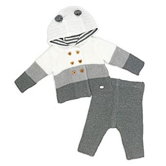 Baby Boys and Baby Girls 2 pc Variegated Gray Jacket and Trouser Knitted Set