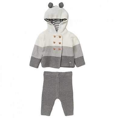 Baby Boys and Baby Girls 2 Piece Variegated Gray Jacket and Trouser Knitted Set