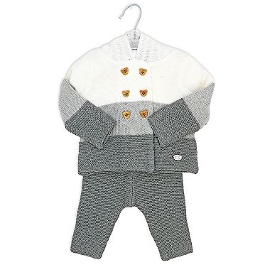 Baby Boys and Baby Girls 2 Piece Variegated Gray Jacket and Trouser Knitted Set