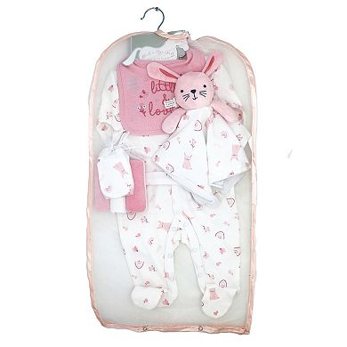 Baby Girls Pink Bunny 8 Piece Layette Gift Set
