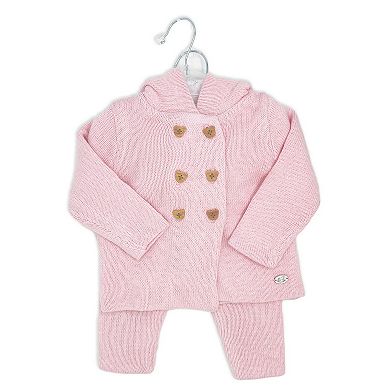 Rock-a-Bye Baby Boutique Baby Girls 2 Piece Pink Jacket and Trouser Knitted Set