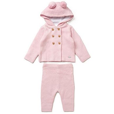 Rock-a-Bye Baby Boutique Baby Girls 2 Piece Pink Jacket and Trouser Knitted Set