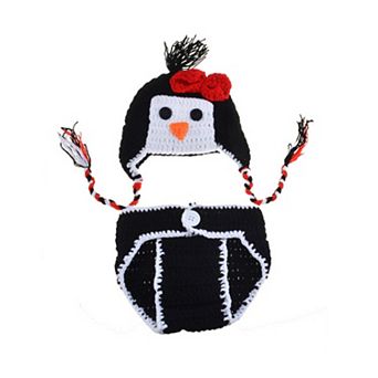 Baby Girls Crochet Christmas Penguin Photography Prop