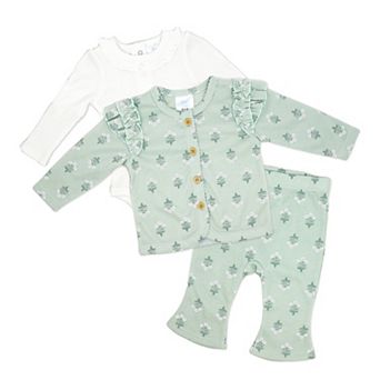 Baby Mode Girls 3 pc Sage Bell Pants and Jacket Set