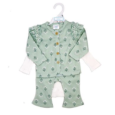 Baby Mode Girls 3 Piece Sage Bell Pants and Jacket Set