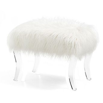 Glitzhome Modern Style White Faux Fur