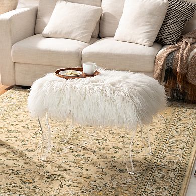 Glitzhome Modern Style White Faux Fur