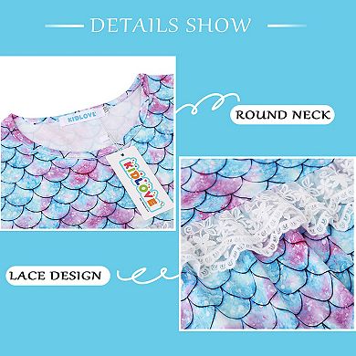 Girls Nightgown Dress Princess Lace Sleeveless Pajamas Cute Nightwear for 4-12 Year Old Little Girl