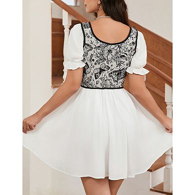 Women's Vintage Floral Corset Lace-Up Fishbone Print Vest Renaissance Pirate Costume