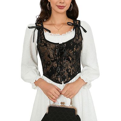 corset pirate dress Pirate Corset Dress Women Sleeveless Ruched Layered Dress Wide Thick Strap  Tank Top Midi Dresses Steampunk Goth Clothes